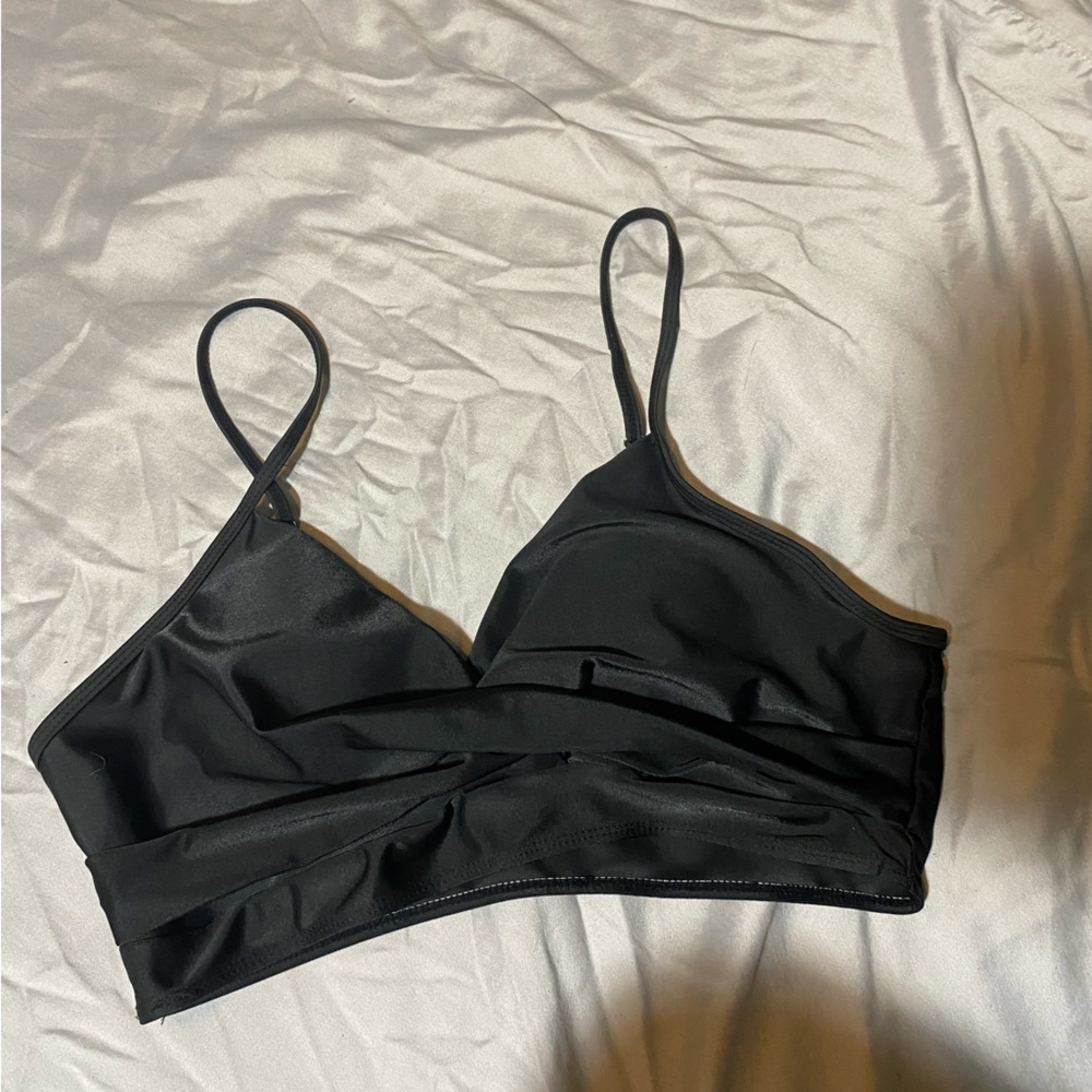 Twist Front V Neck Bikini Top Padded Adjustable Spaghetti Straps
